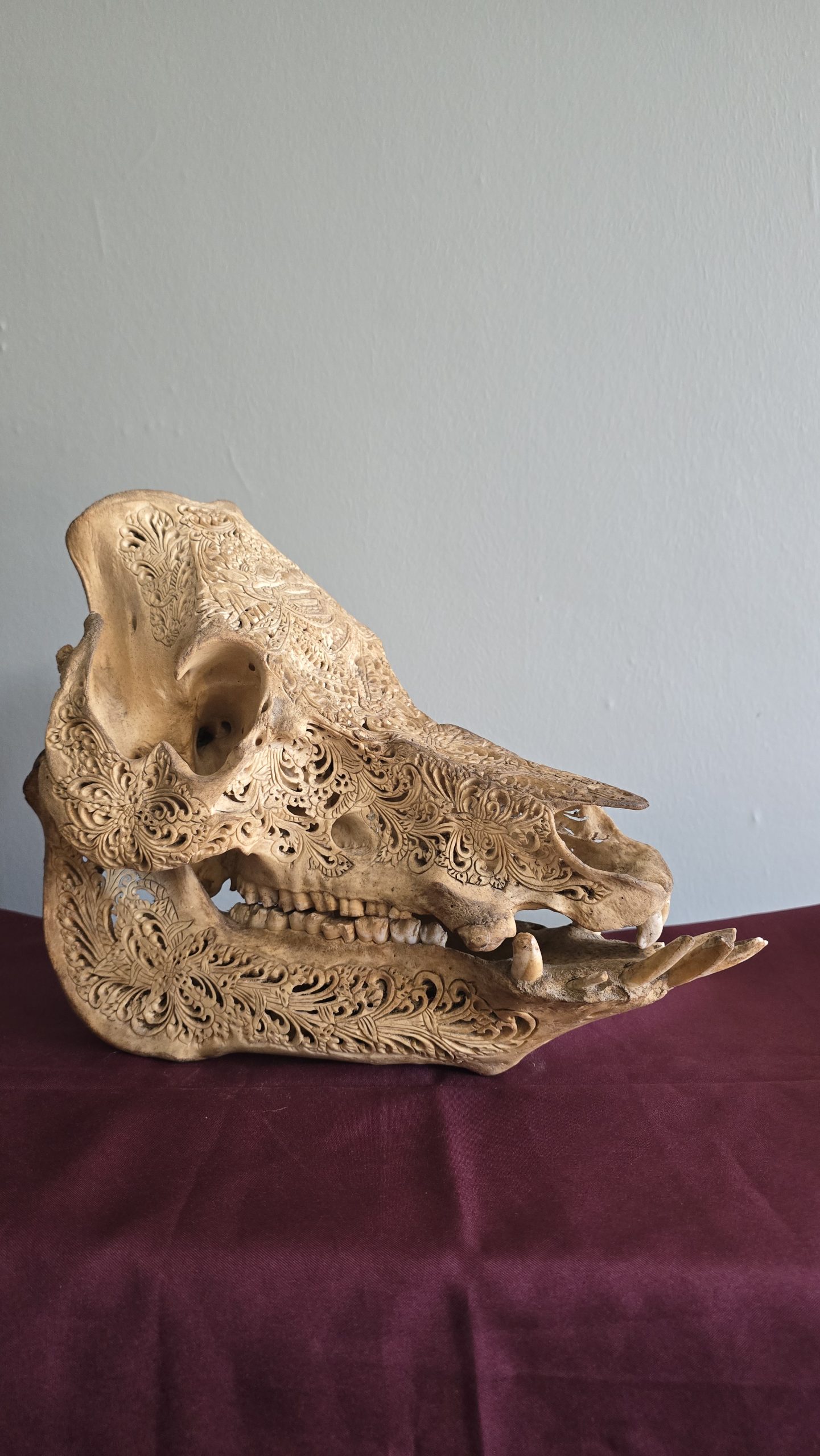 Expertly Carved Vintage Pig Skull