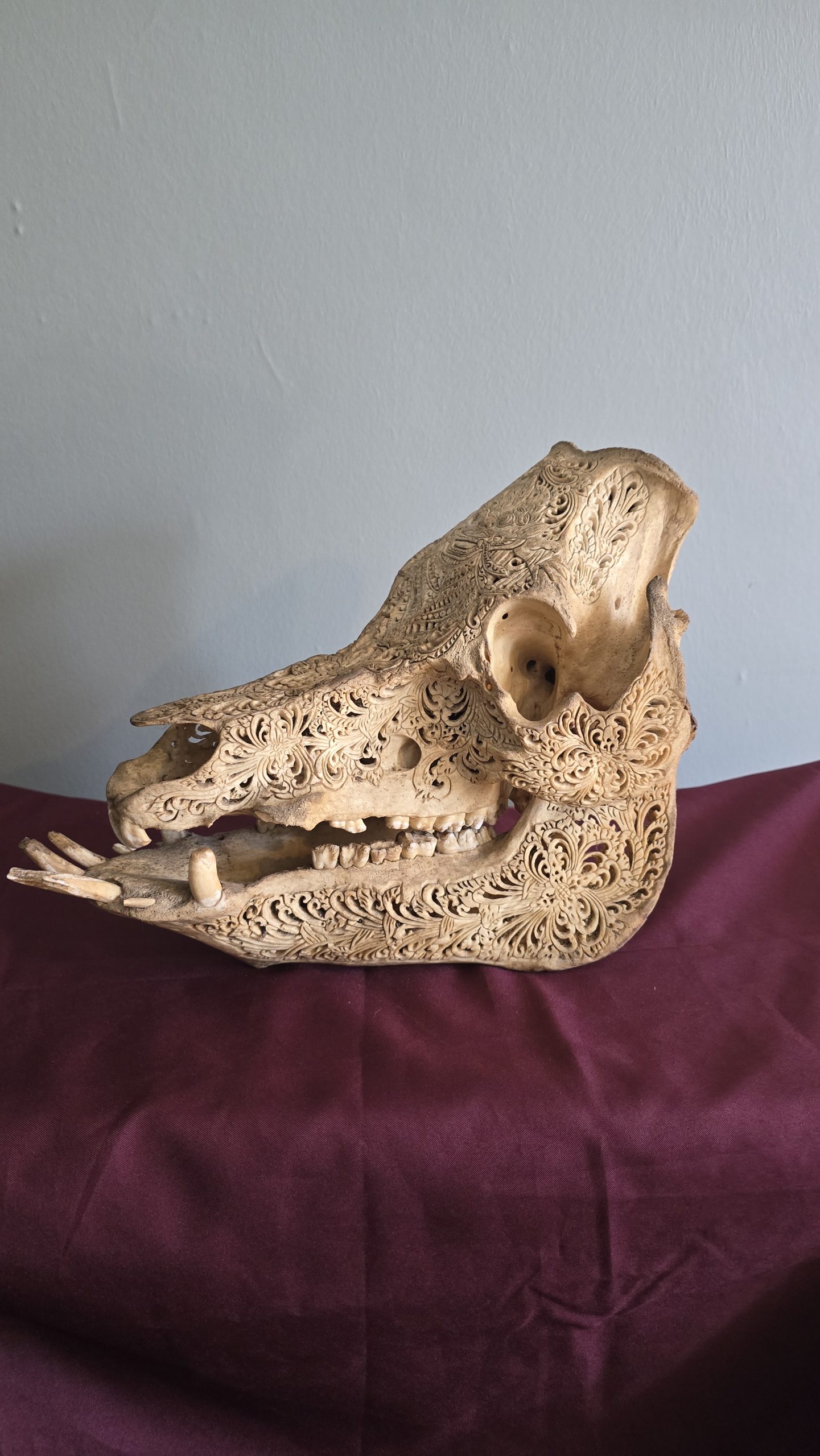 Expertly Carved Vintage Pig Skull - Image 2